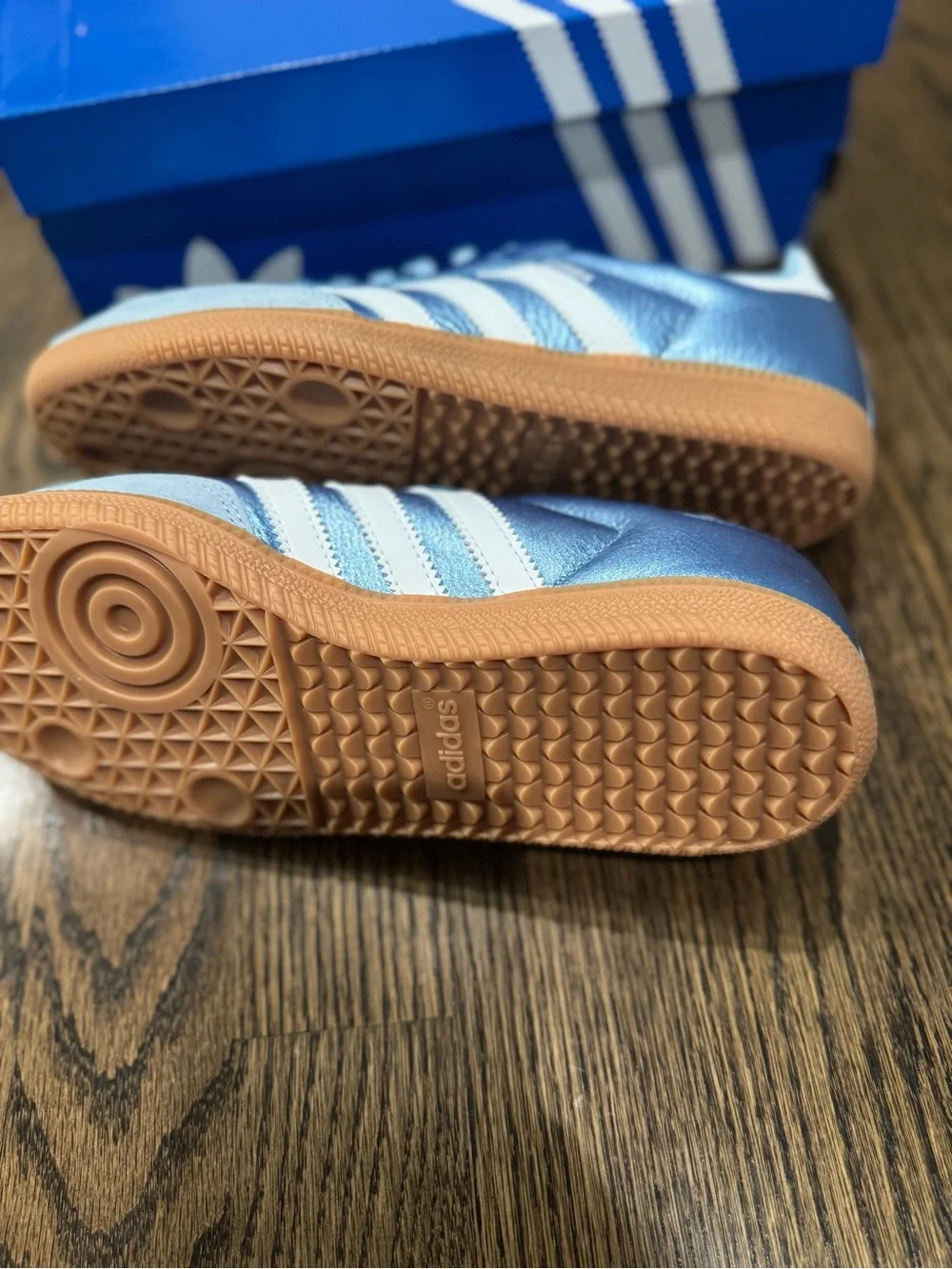 adidas Samba OG Junior Silver Metallic Cloud Clear Sky Blue White Gum Size 5.5